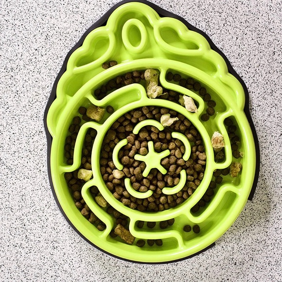 NIB Lime Green Strawberry Flower Pet Slow Feeder Bowl - Picture 2 of 15